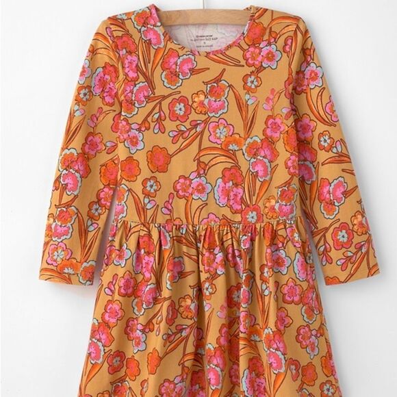 Garnet Hill Orange and Pink Long Sleeve Olivia Sundress green cotton size medium - Picture 1 of 6